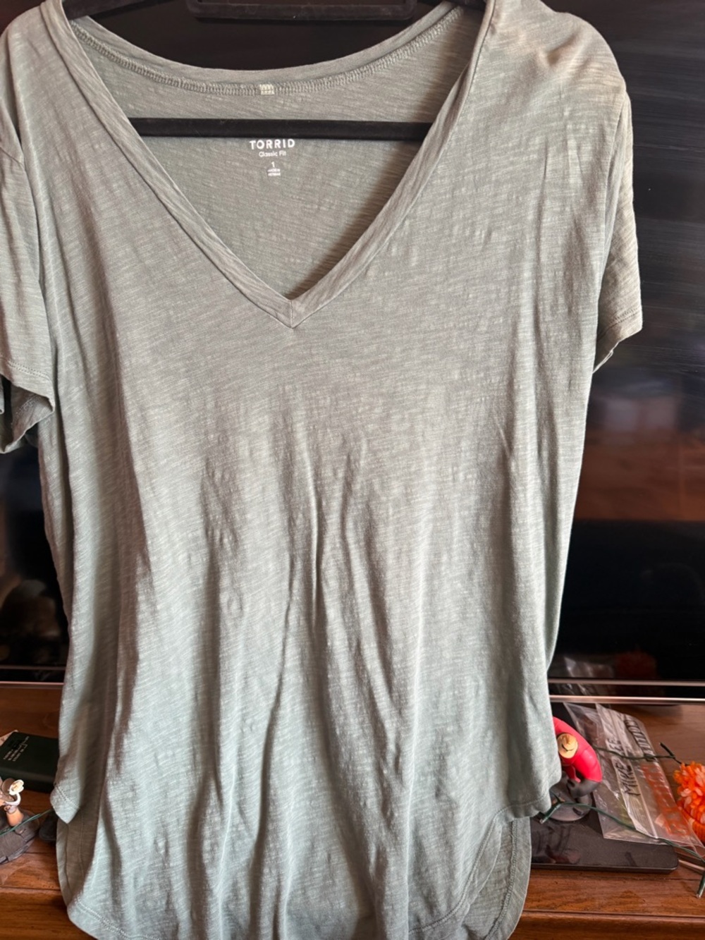 torrid Olive V-Neck Short Sleeve Tee
